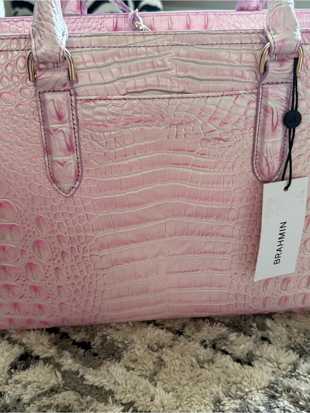 Brahmin Pink Croc-Embossed Satchel with Matching Wallet - Picture 6 of 16
